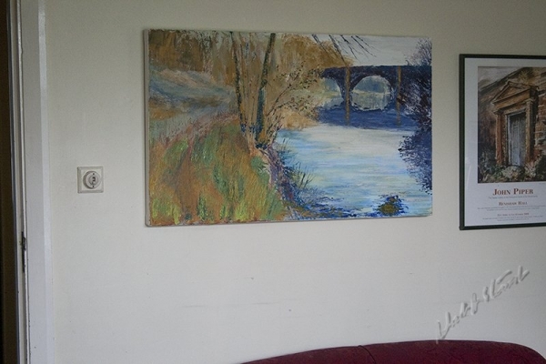 Oil painting of Dinham Bridge seen from the Bread Walk